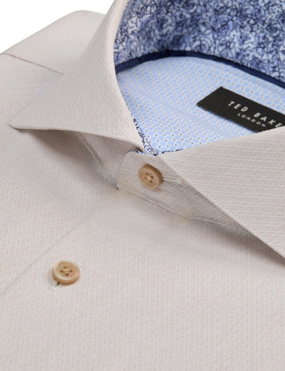 Ted Baker NANTUCKET Geo Texture Stretch Cotton Slim Fit Shirt TAUPE