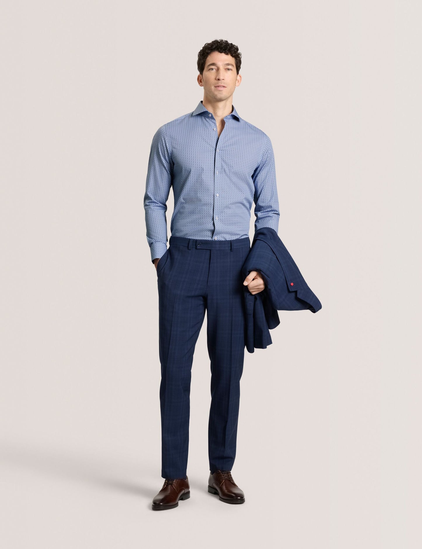 Ted Baker NANTUCKET Geo Print Stretch Cotton Slim Fit Shirt BRIGHT BLUE