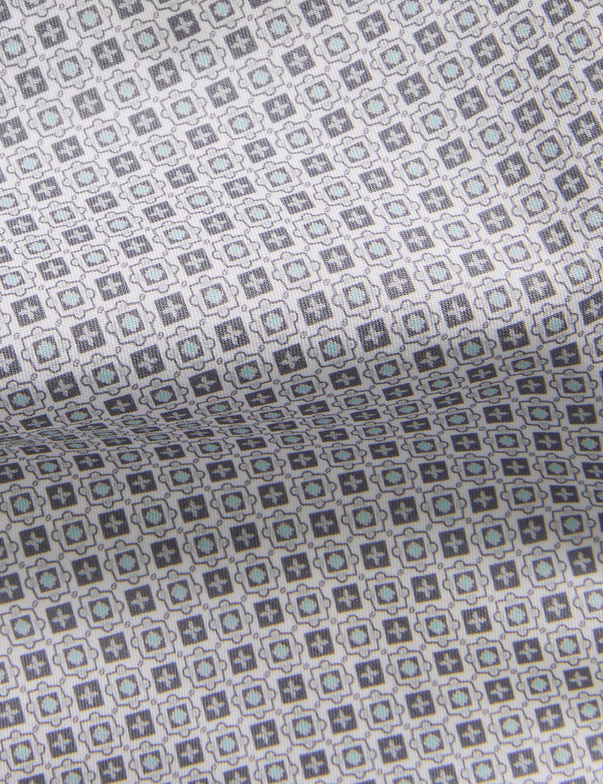 Ted Baker NANTUCKET Geo Print Stretch Cotton Slim Fit Shirt MID GREY