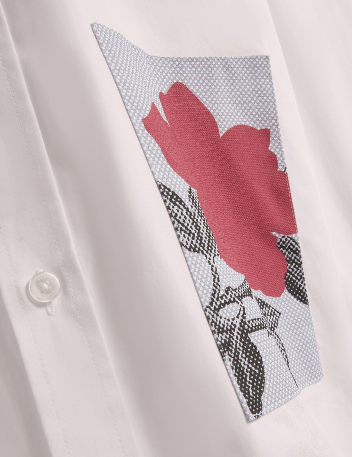Ted Baker ALVIRO Graphic Patch Relaxed Fit Cotton Shirt WHITE