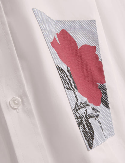 Ted Baker ALVIRO Graphic Patch Relaxed Fit Cotton Shirt WHITE