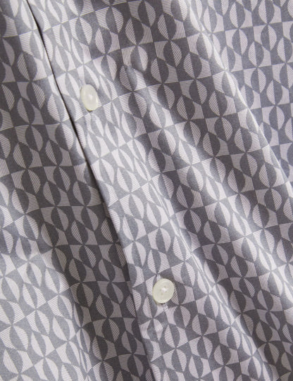 Ted Baker CAMBAY Geometric Leaf Print Short Sleeve Shirt LIGHT BLUE