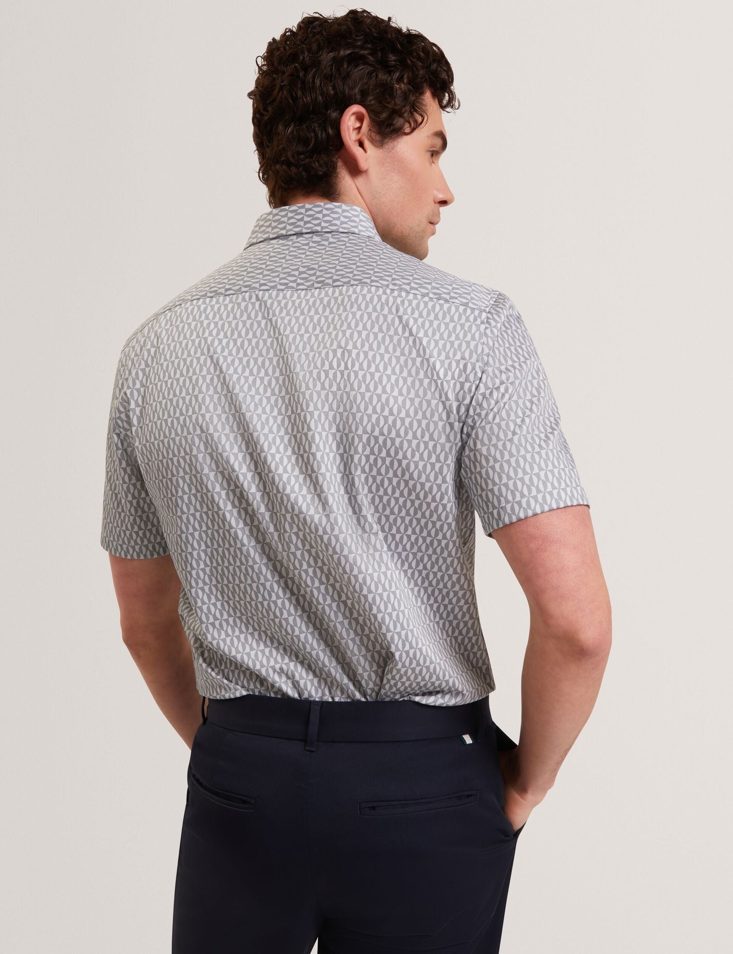 Ted Baker CAMBAY Geometric Leaf Print Short Sleeve Shirt LIGHT BLUE
