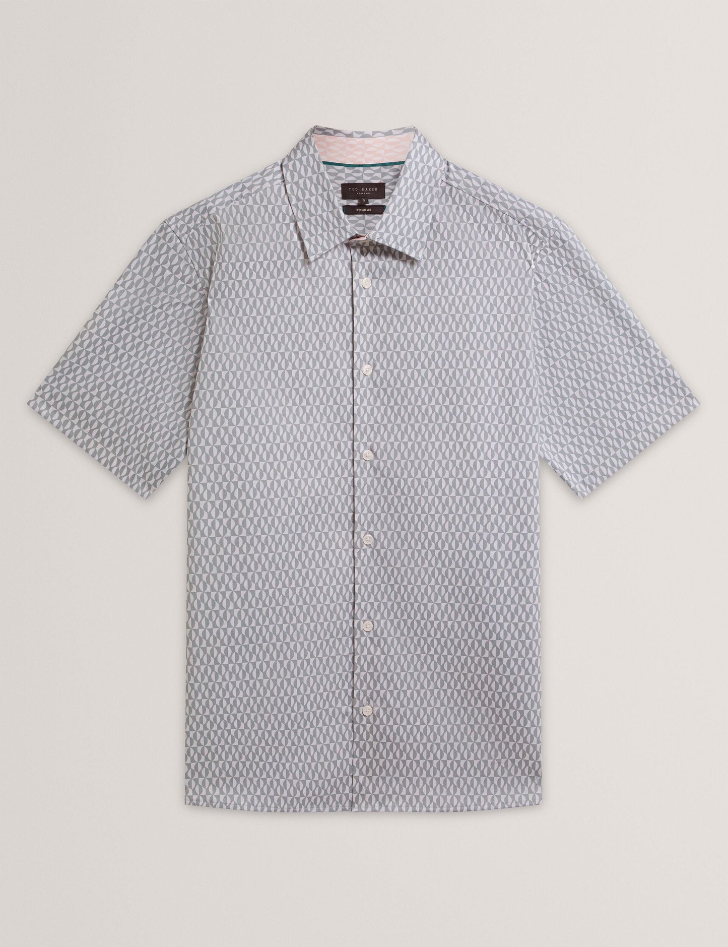 Ted Baker CAMBAY Geometric Leaf Print Short Sleeve Shirt LIGHT BLUE
