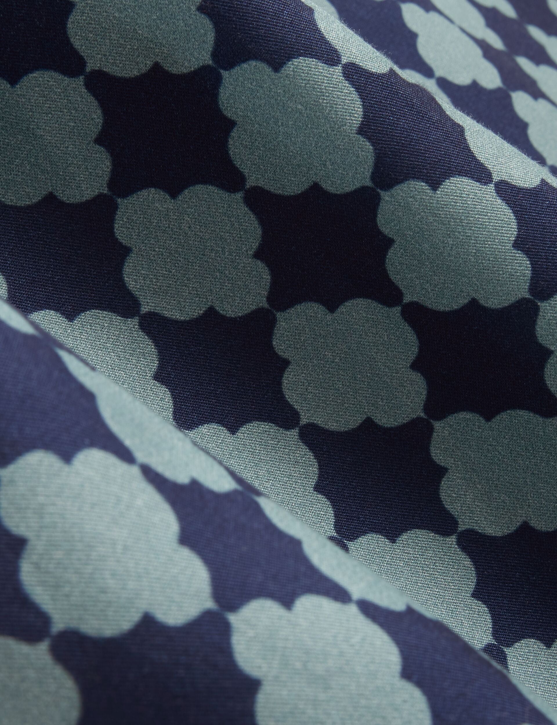 Ted Baker IBICUI Tile Print Tencel Short Sleeve Shirt BLUE