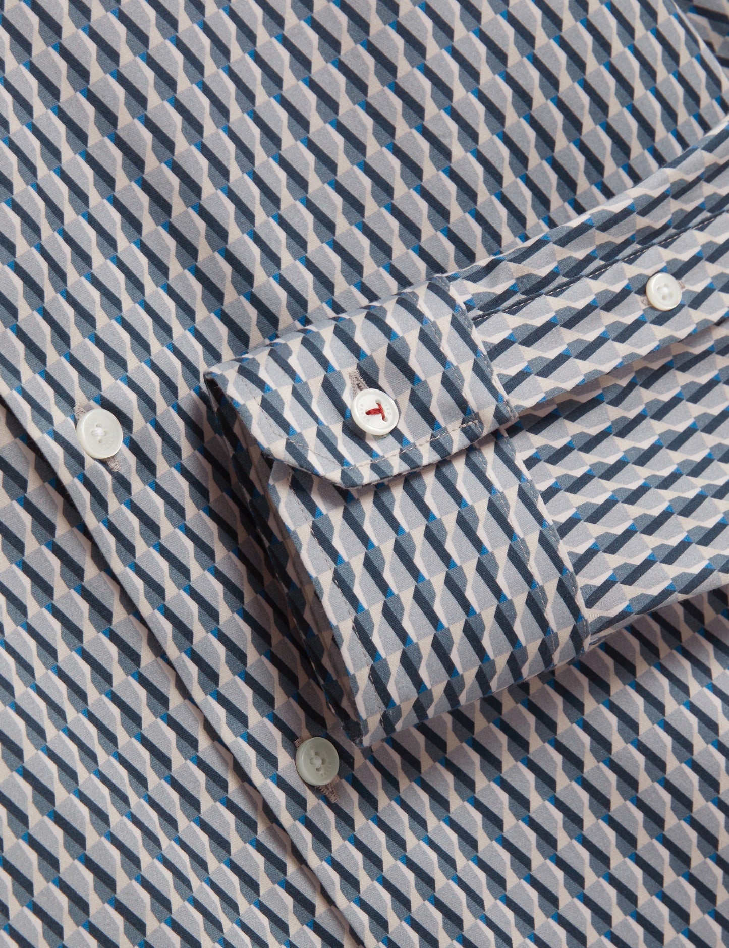 Ted Baker FIRDAWI Slim Geo Striped Long Sleeve Shirt NAVY
