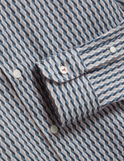 Ted Baker FIRDAWI Slim Geo Striped Long Sleeve Shirt NAVY