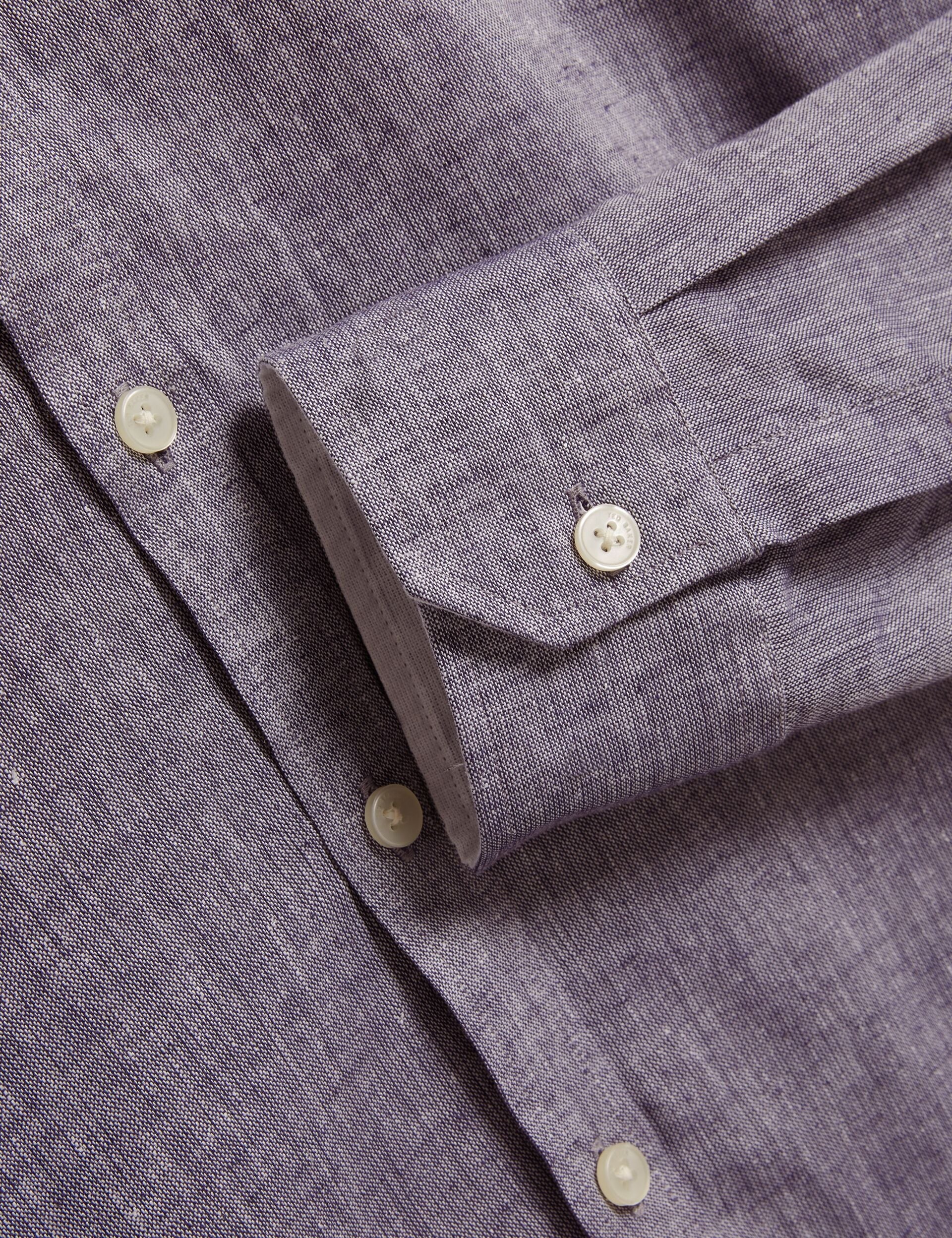 Ted Baker PRYNN Linen Cotton Woven Long Sleeve Shirt NAVY