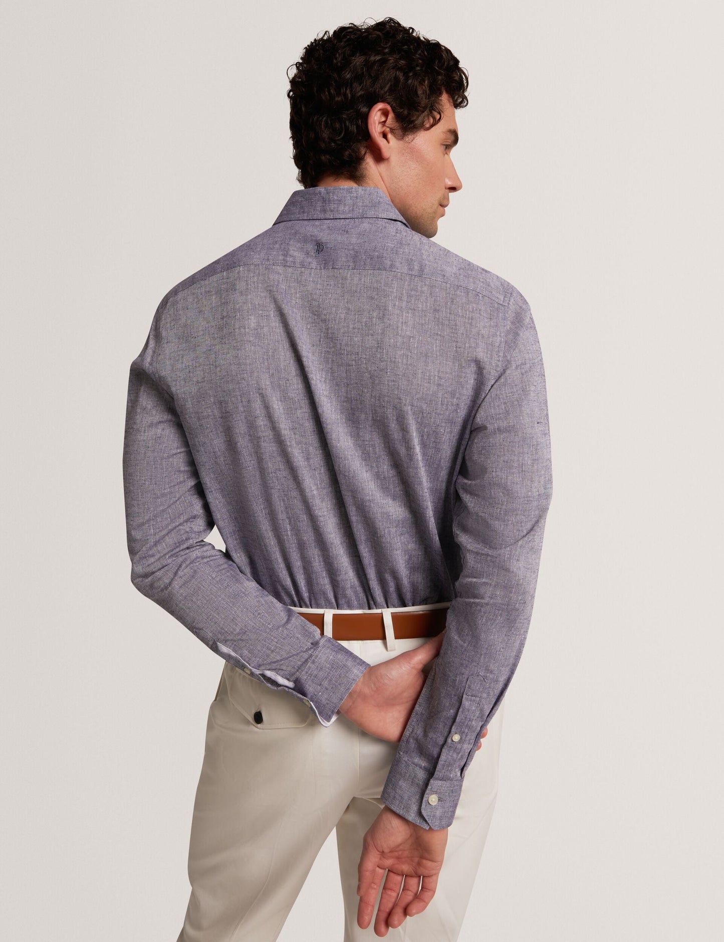 Ted Baker PRYNN Linen Cotton Woven Long Sleeve Shirt NAVY