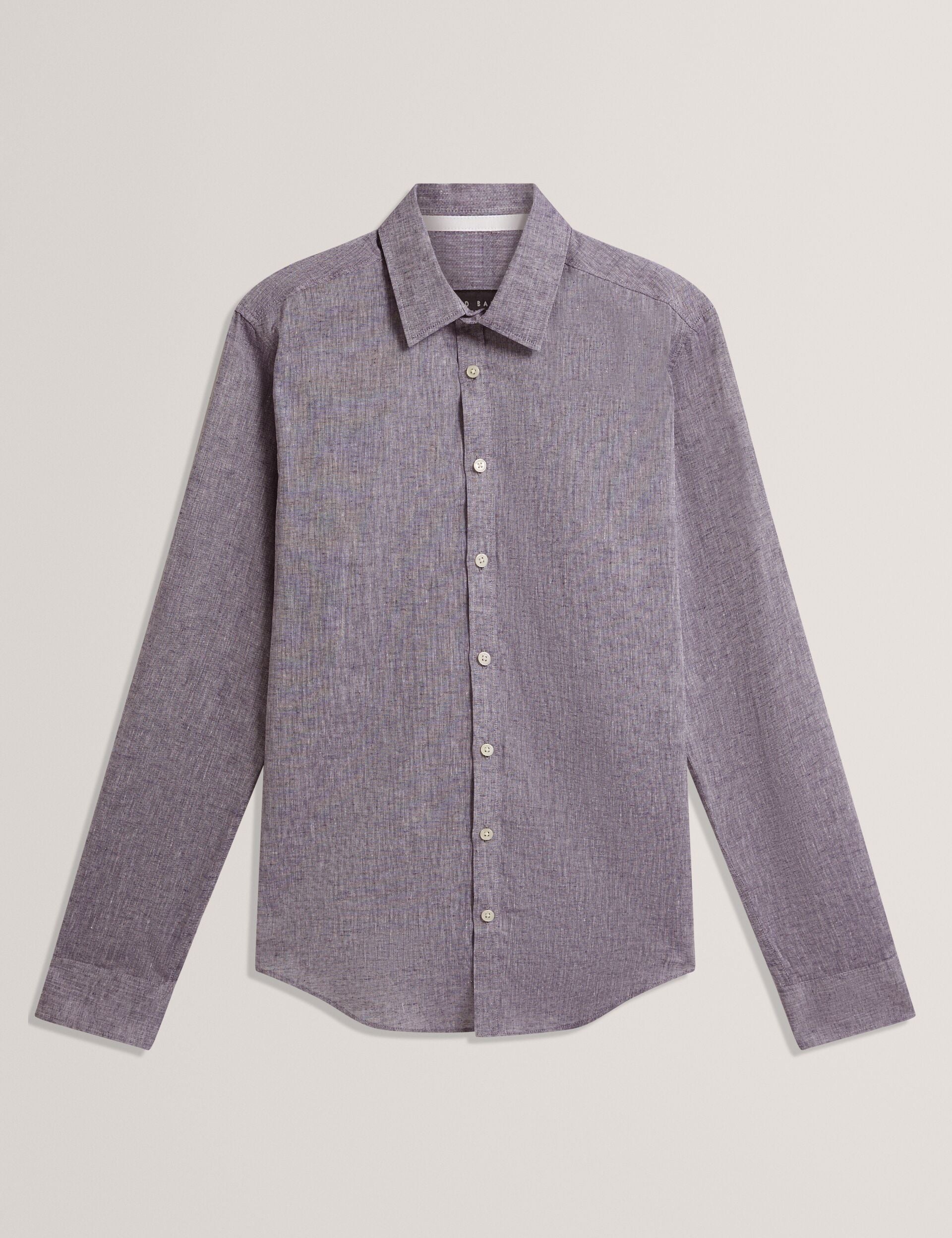 Ted Baker PRYNN Linen Cotton Woven Long Sleeve Shirt NAVY