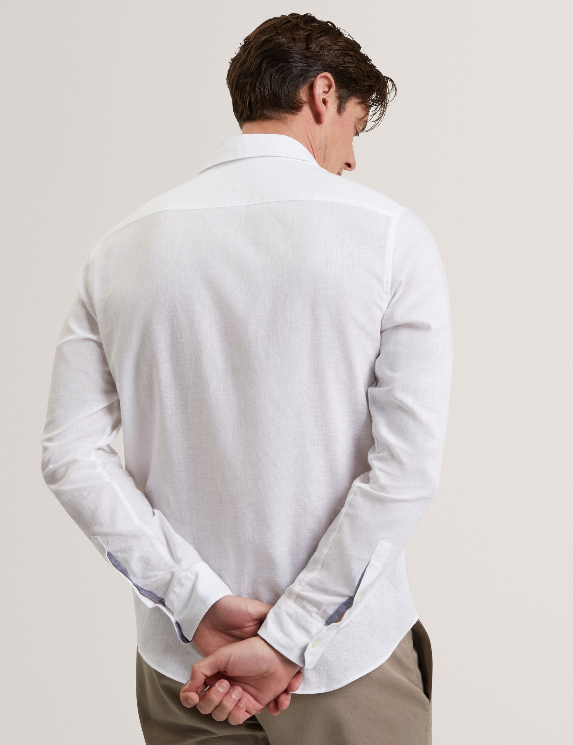 Ted Baker PRYNN Linen Cotton Woven Long Sleeve Shirt WHITE