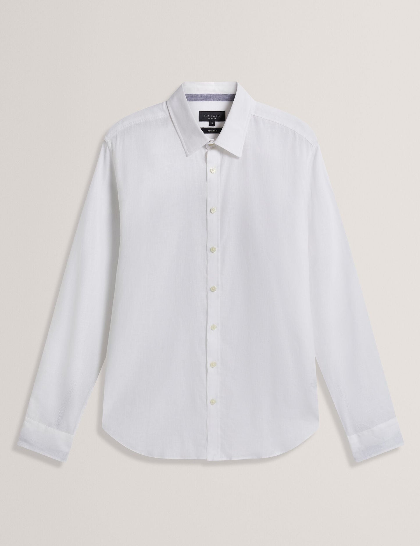 Ted Baker PRYNN Linen Cotton Woven Long Sleeve Shirt WHITE