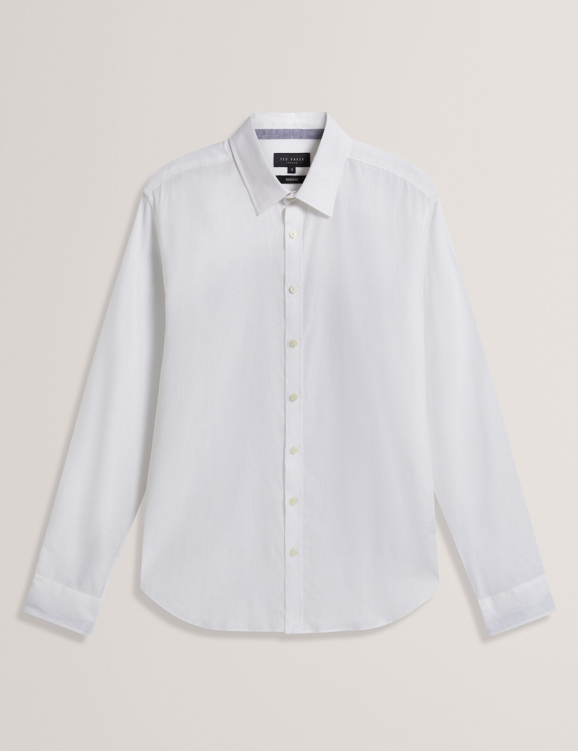 Ted Baker PRYNN Linen Cotton Woven Long Sleeve Shirt WHITE