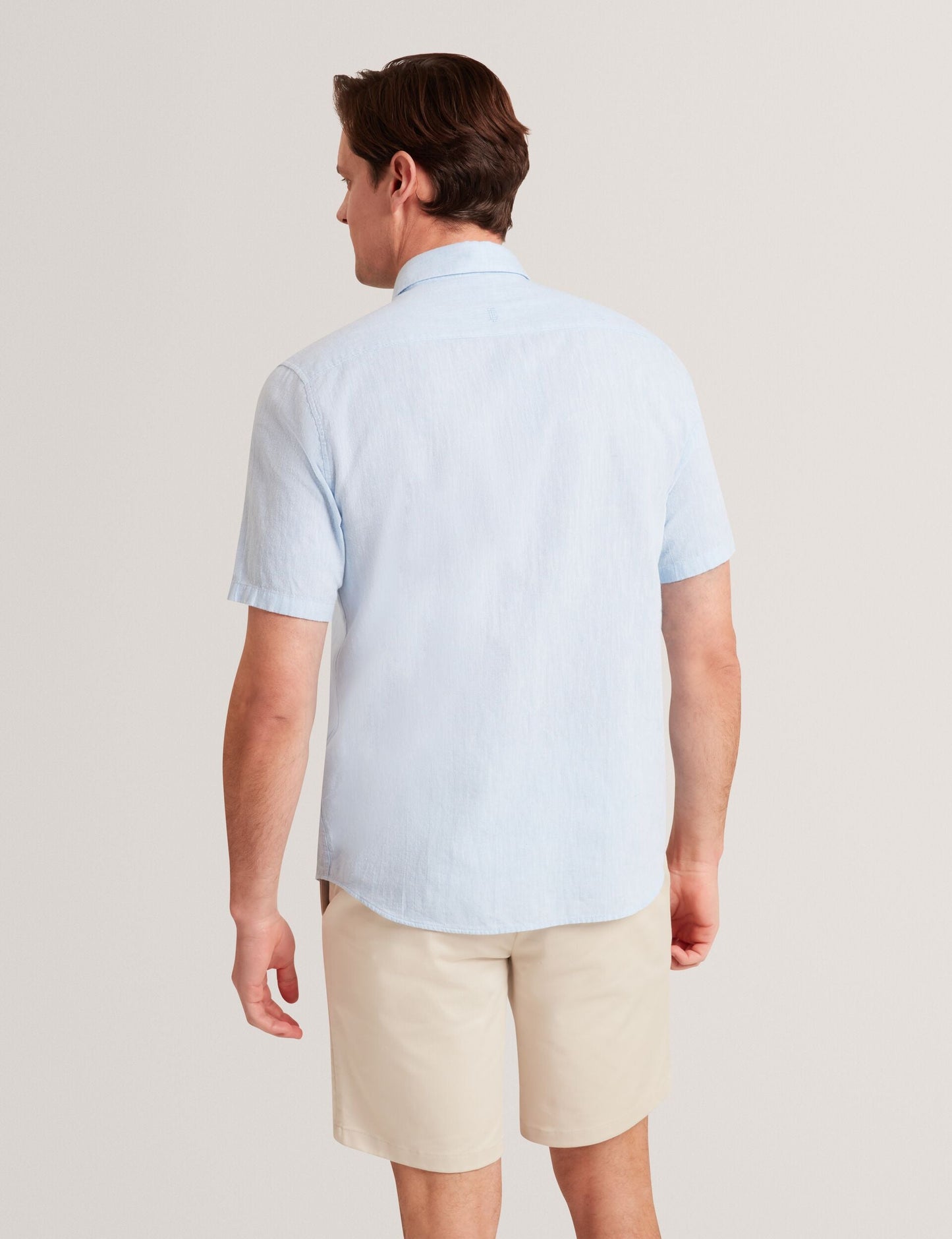 Ted Baker WRYTE Short Sleeve Linen Cotton Woven Shirt LIGHT BLUE
