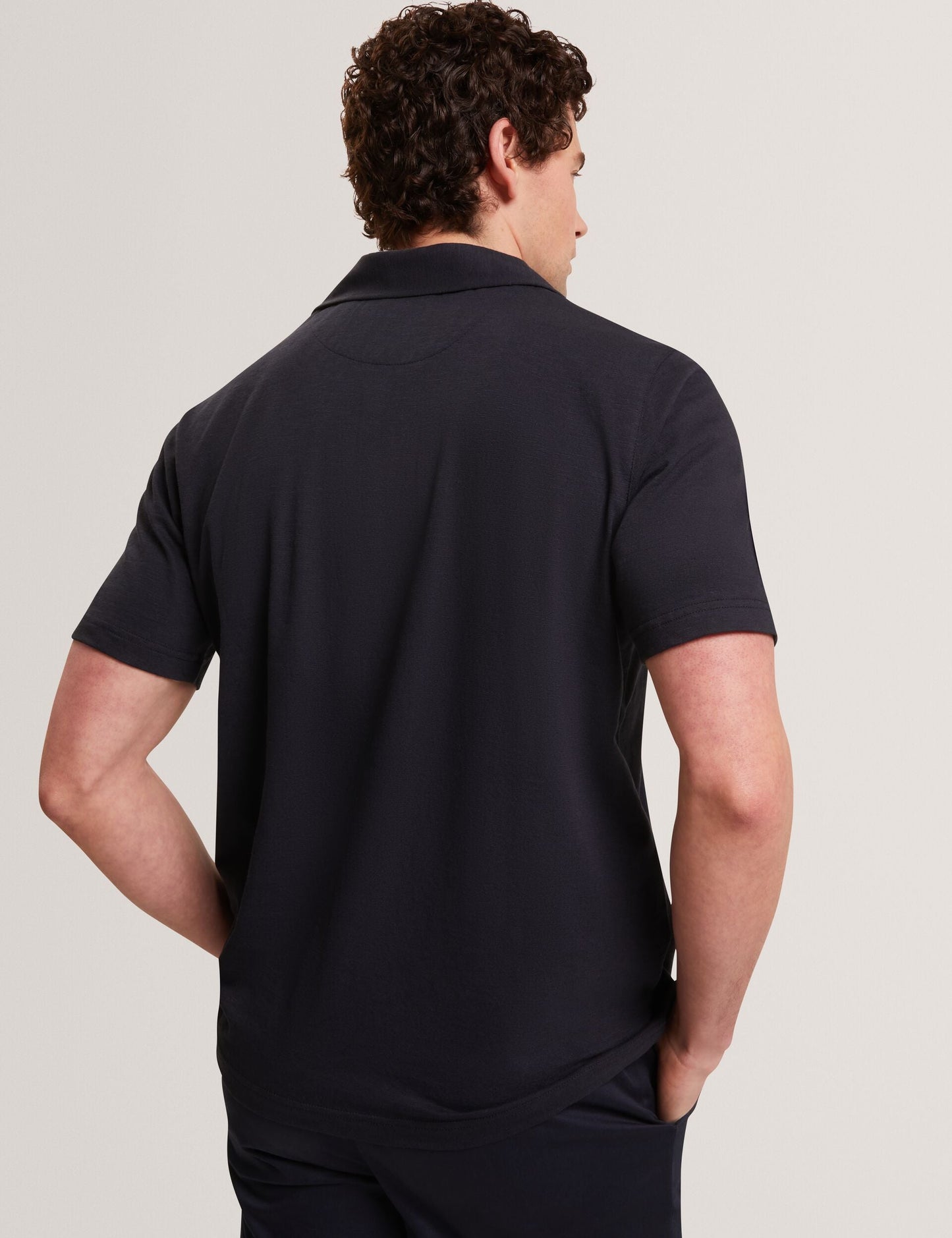 Ted Baker FENDRY Relaxed Cotton Linen Button-Through Shirt NAVY