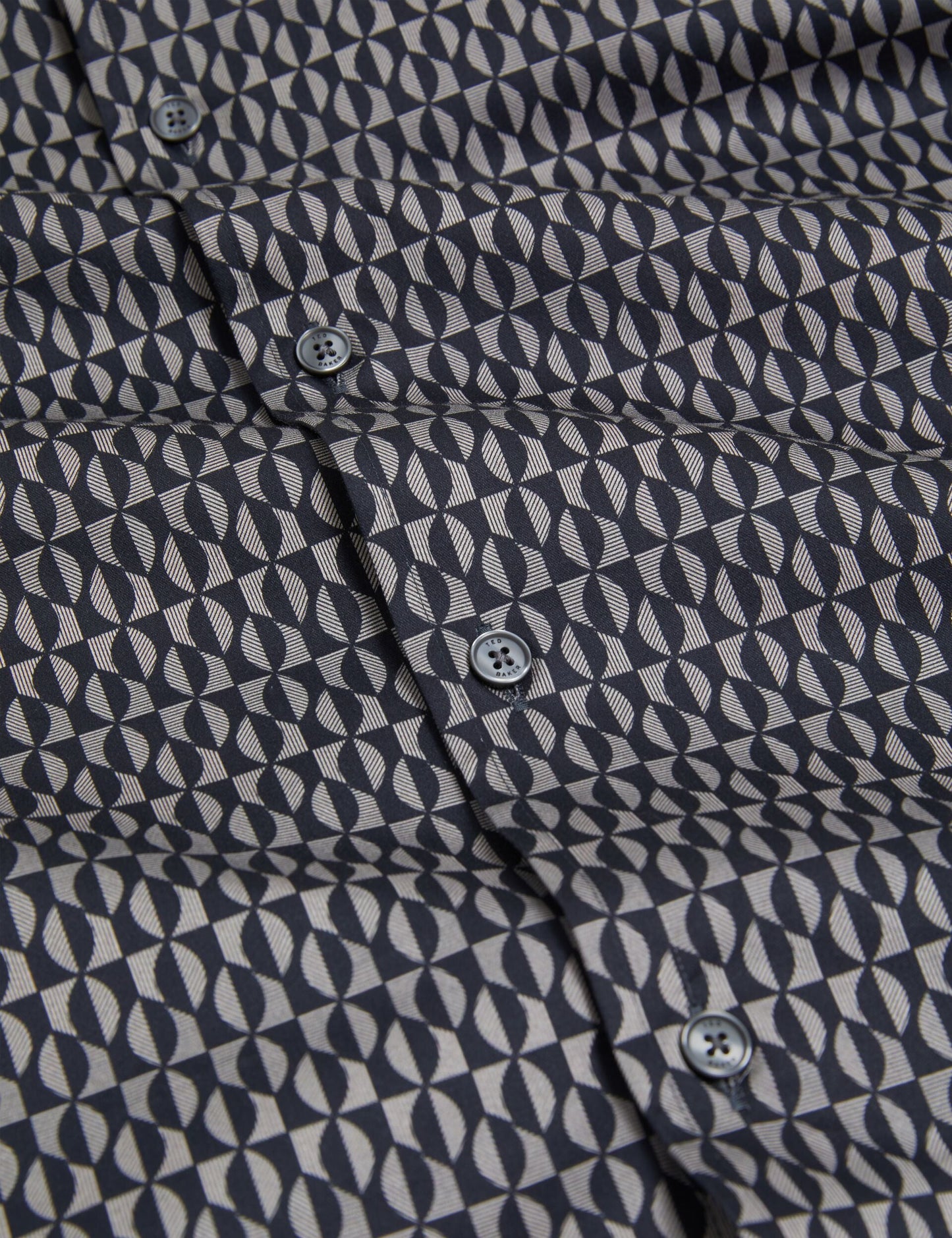 Ted Baker CAMBAY Geometric Leaf Print Short Sleeve Shirt NAVY