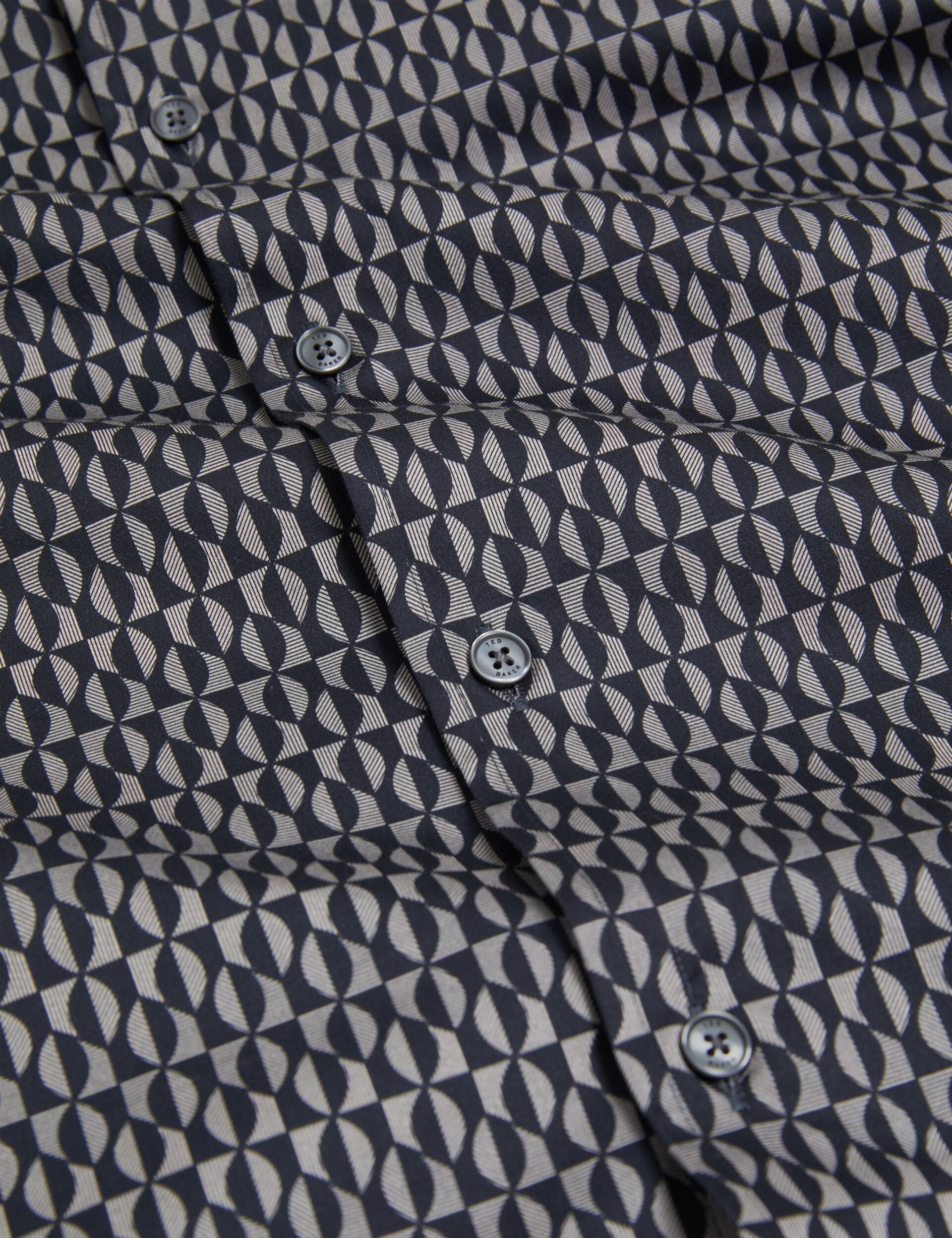 Ted Baker CAMBAY Geometric Leaf Print Short Sleeve Shirt NAVY