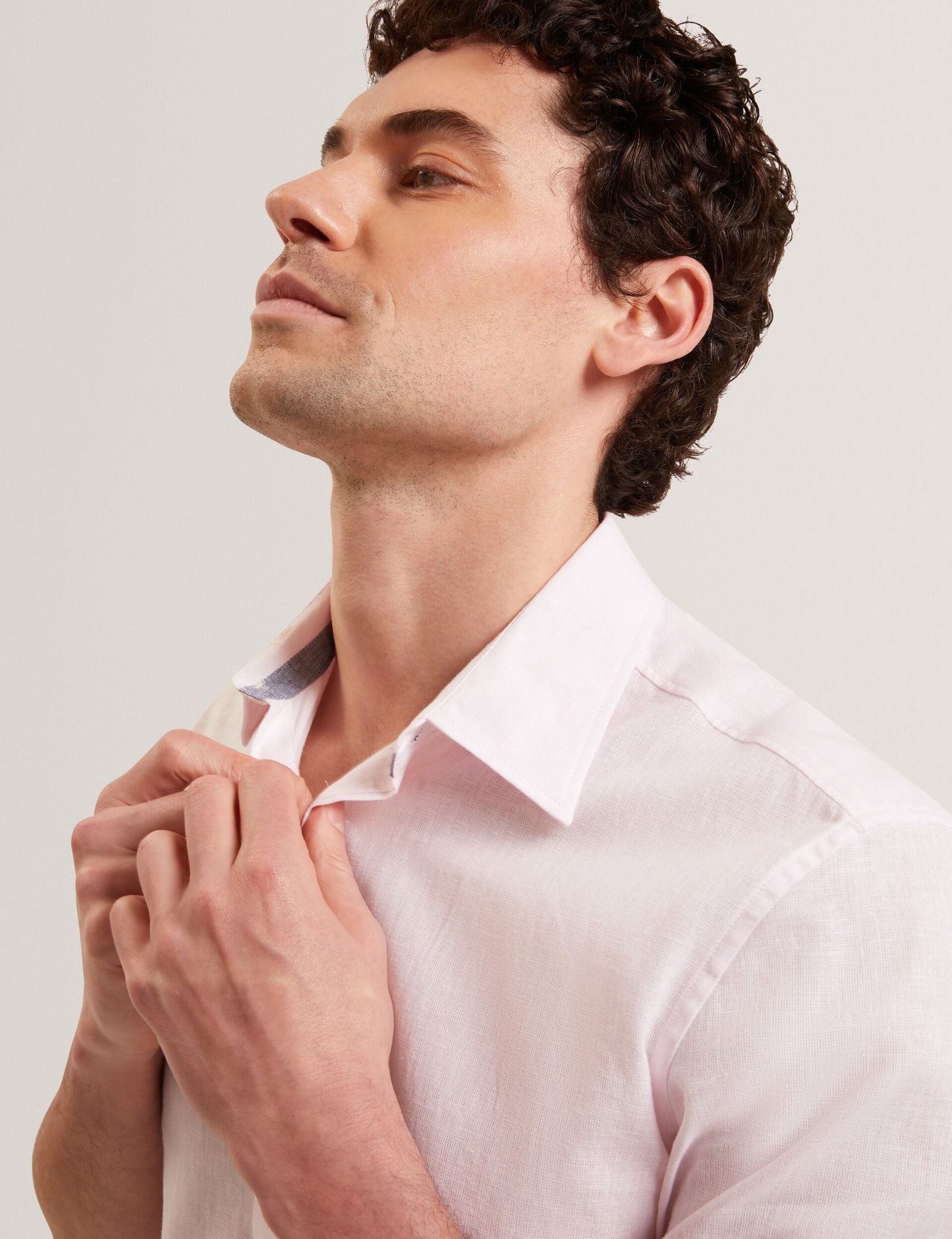 Ted Baker WRYTE Short Sleeve Linen Cotton Woven Shirt LIGHT PINK