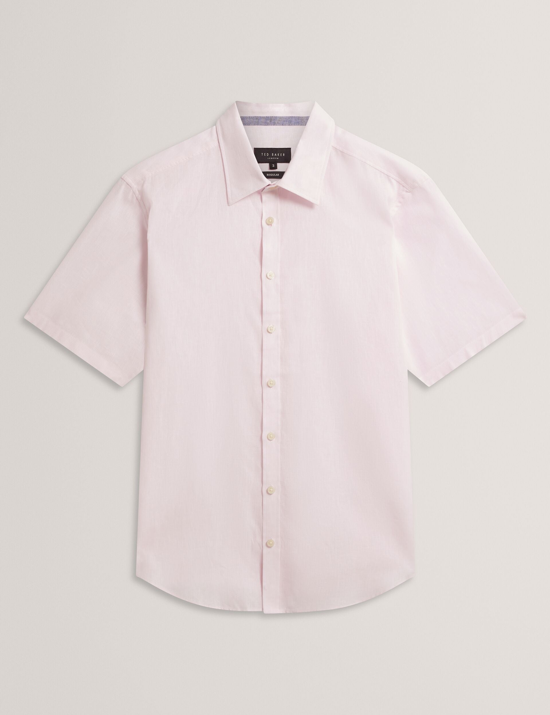 Ted Baker WRYTE Short Sleeve Linen Cotton Woven Shirt LIGHT PINK