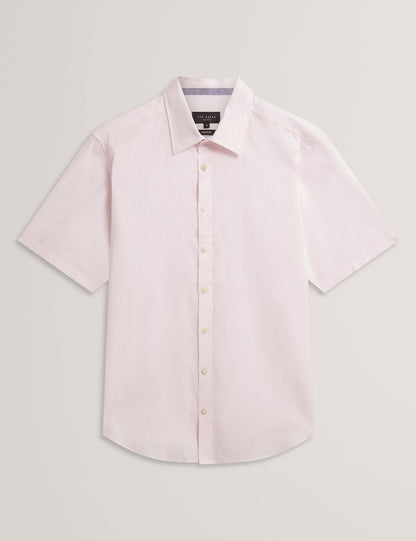 Ted Baker WRYTE Short Sleeve Linen Cotton Woven Shirt LIGHT PINK