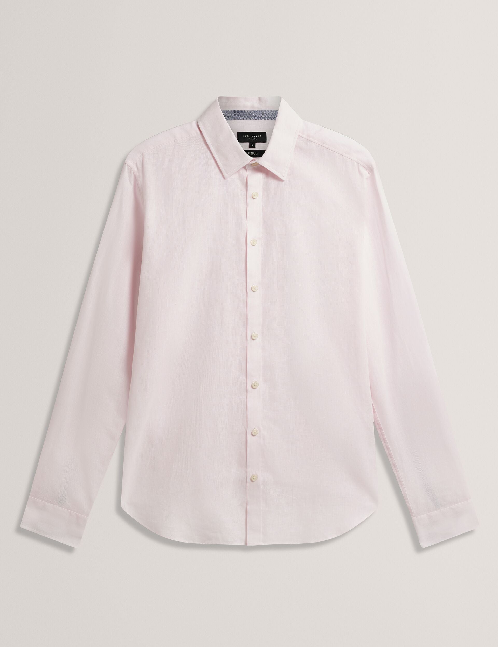 Ted Baker PRYNN Linen Cotton Woven Long Sleeve Shirt LIGHT PINK