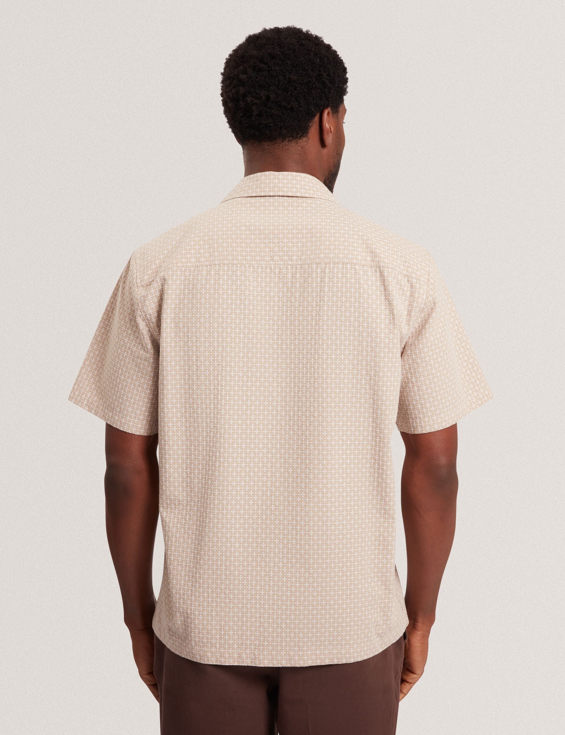 Ted Baker MERRIK Relaxed Geo Stitch Short Sleeve Shirt BEIGE