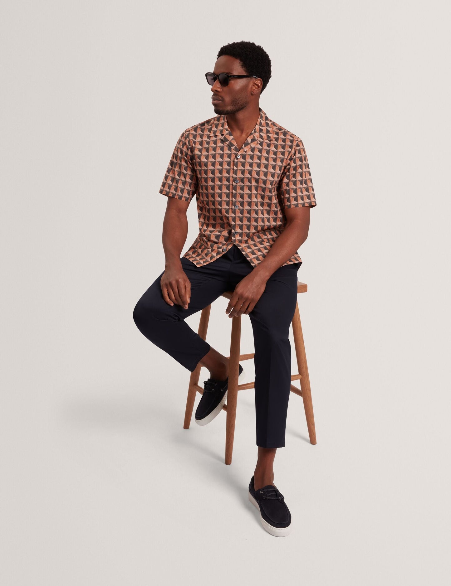 Ted Baker NAYELIN Relaxed Fit Painted Geo Print Shirt BURNT RED