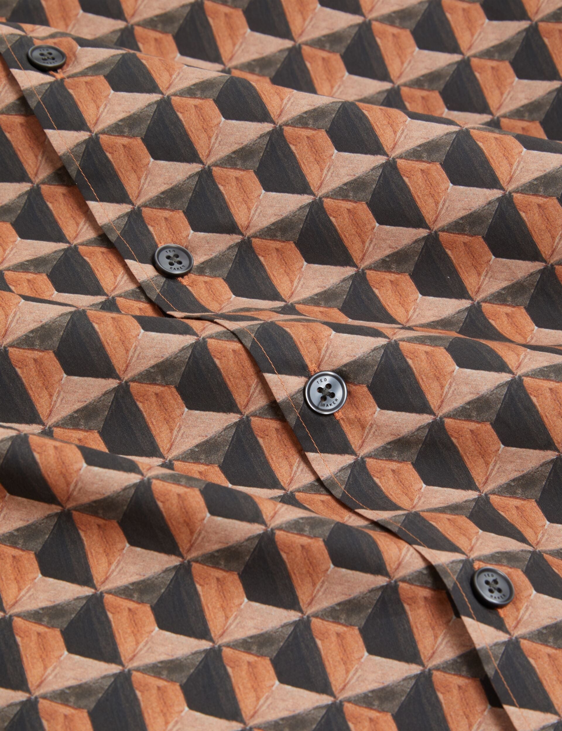 Ted Baker NAYELIN Relaxed Fit Painted Geo Print Shirt BURNT RED