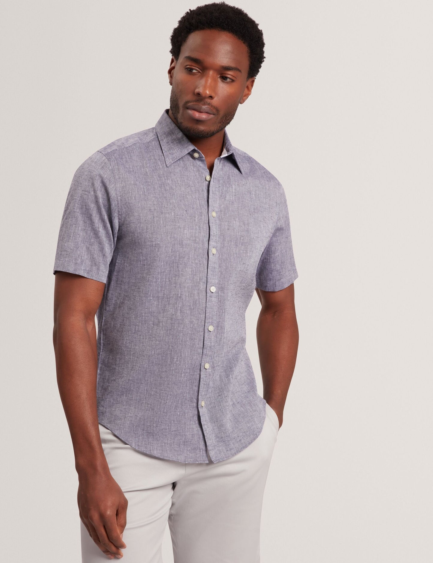 Ted Baker WRYTE Short Sleeve Linen Cotton Woven Shirt NAVY