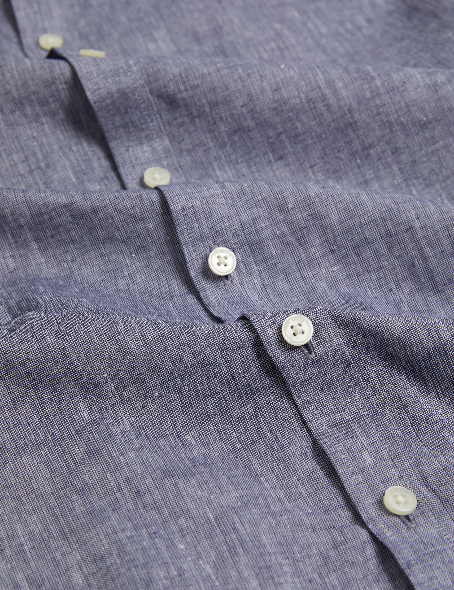 Ted Baker WRYTE Short Sleeve Linen Cotton Woven Shirt NAVY