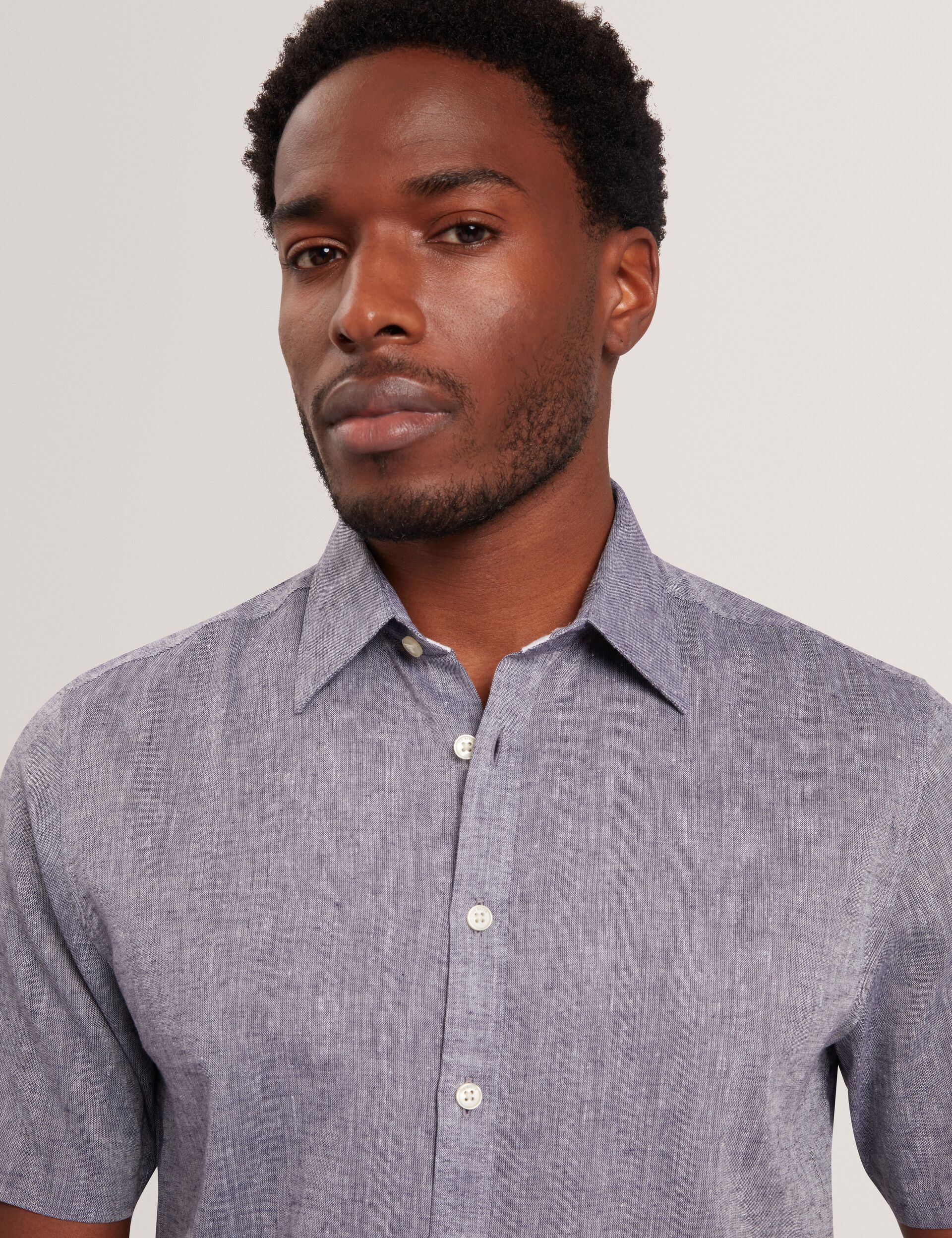 Ted Baker WRYTE Short Sleeve Linen Cotton Woven Shirt NAVY
