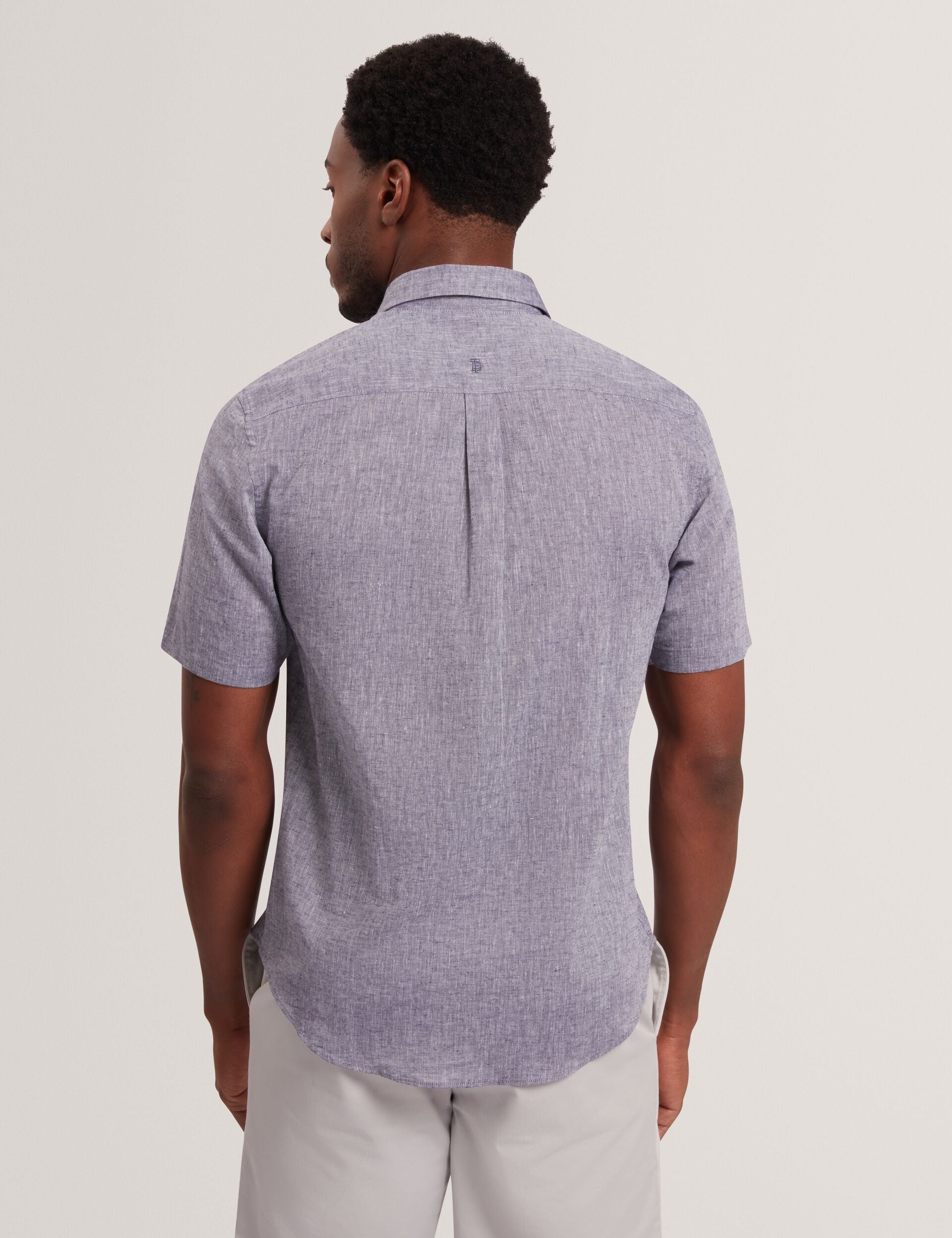Ted Baker WRYTE Short Sleeve Linen Cotton Woven Shirt NAVY