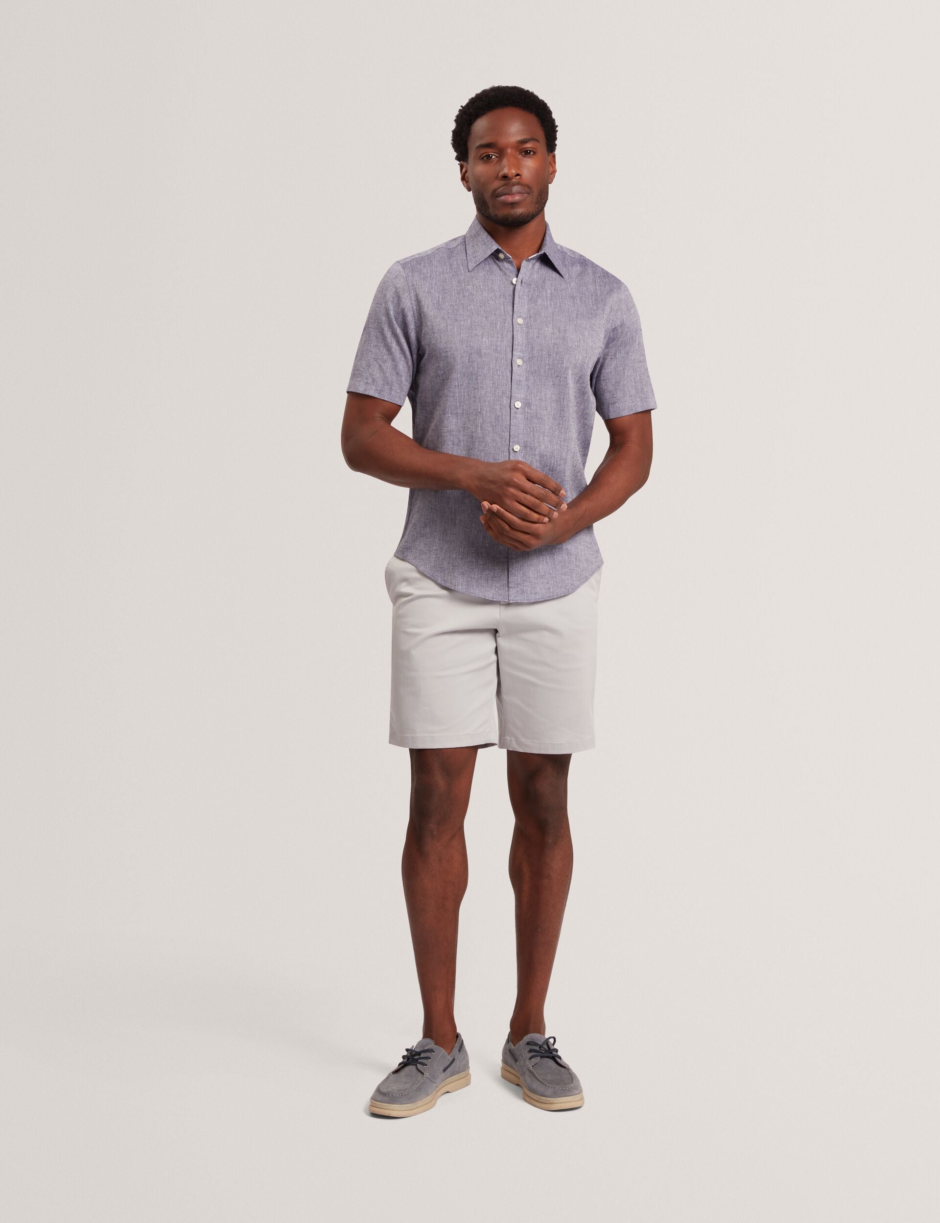 Ted Baker WRYTE Short Sleeve Linen Cotton Woven Shirt NAVY