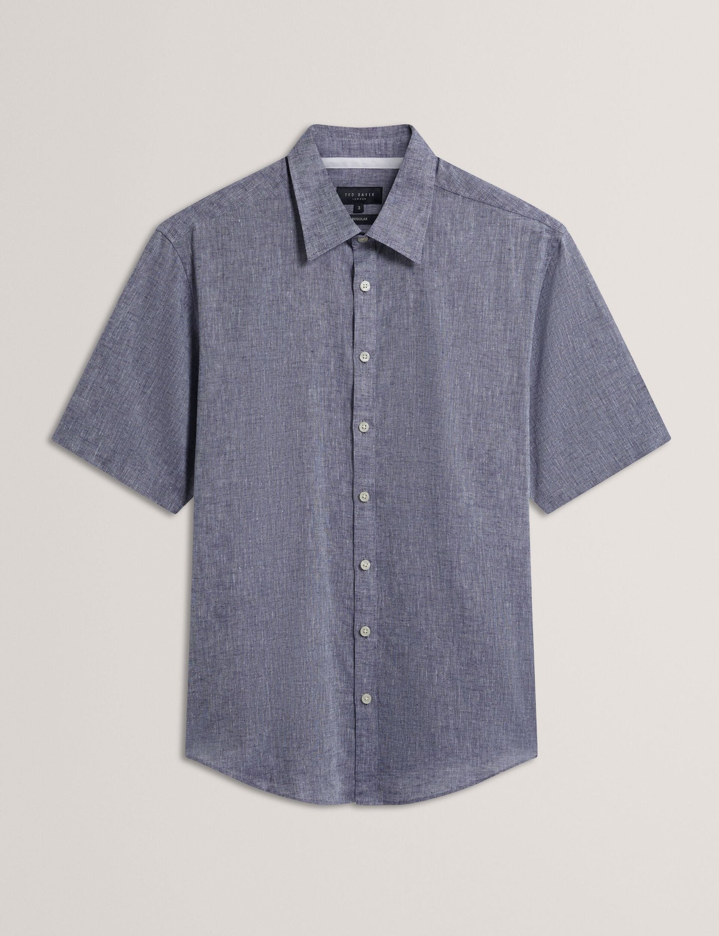 Ted Baker WRYTE Short Sleeve Linen Cotton Woven Shirt NAVY