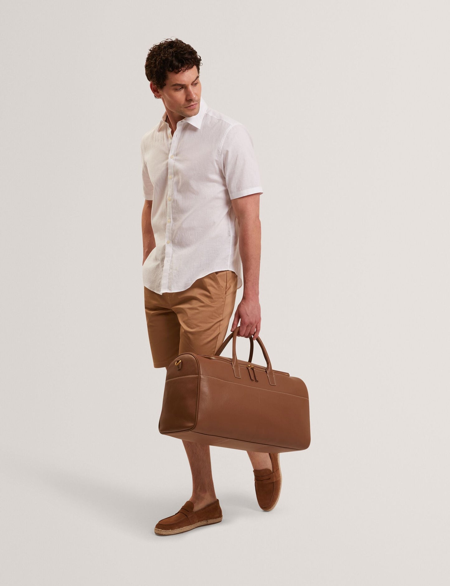 Ted Baker WRYTE Short Sleeve Linen Cotton Woven Shirt WHITE