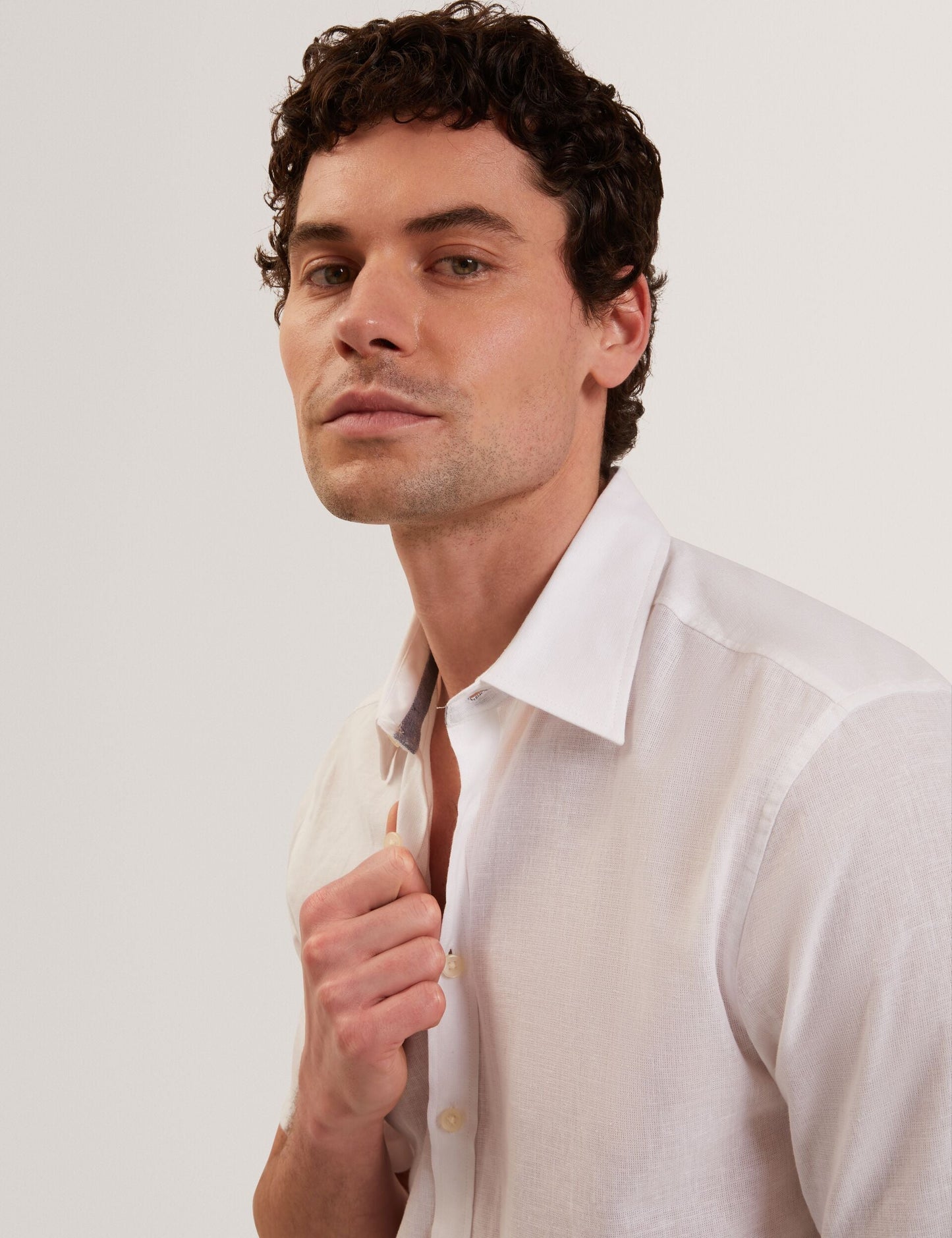 Ted Baker WRYTE Short Sleeve Linen Cotton Woven Shirt WHITE