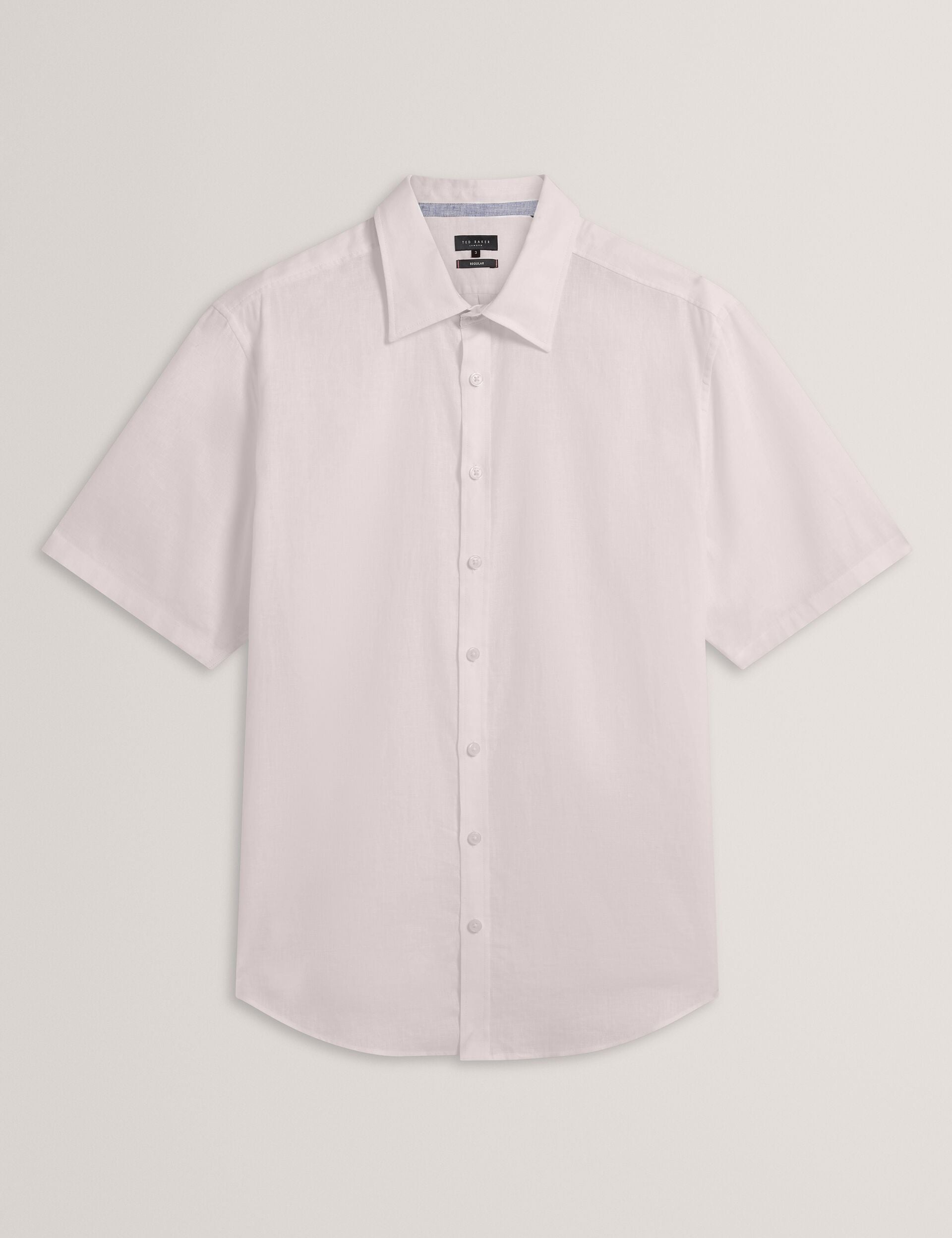 Ted Baker WRYTE Short Sleeve Linen Cotton Woven Shirt WHITE
