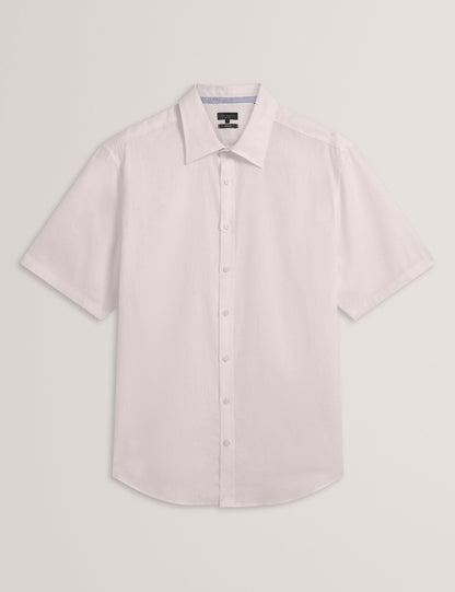 Ted Baker WRYTE Short Sleeve Linen Cotton Woven Shirt WHITE