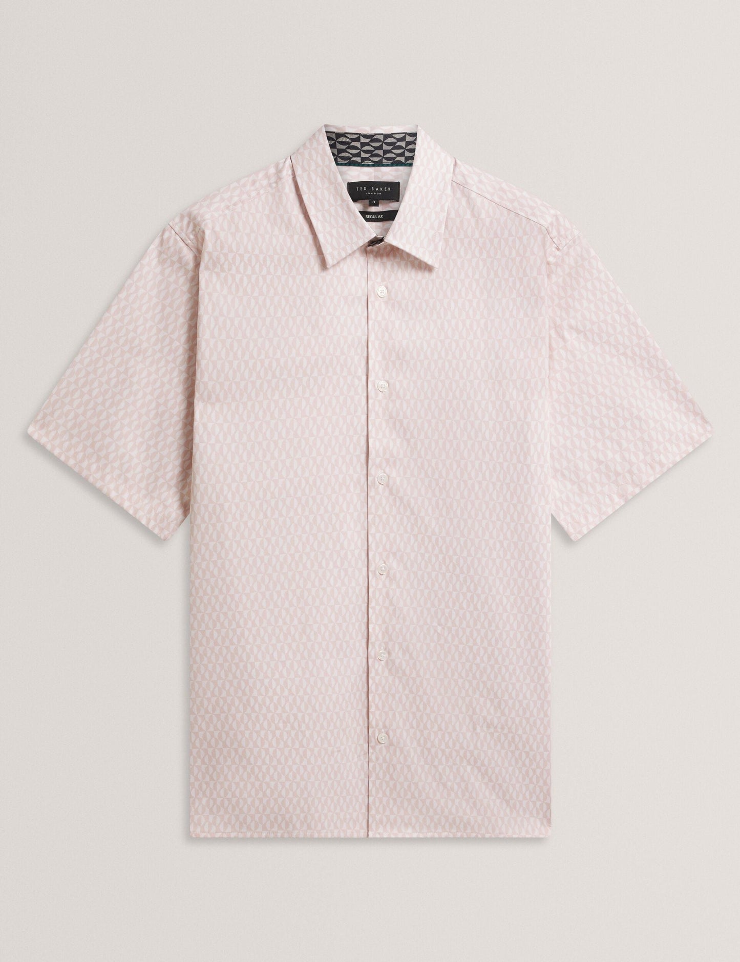 Ted Baker CAMBAY Geometric Leaf Print Short Sleeve Shirt MID PINK
