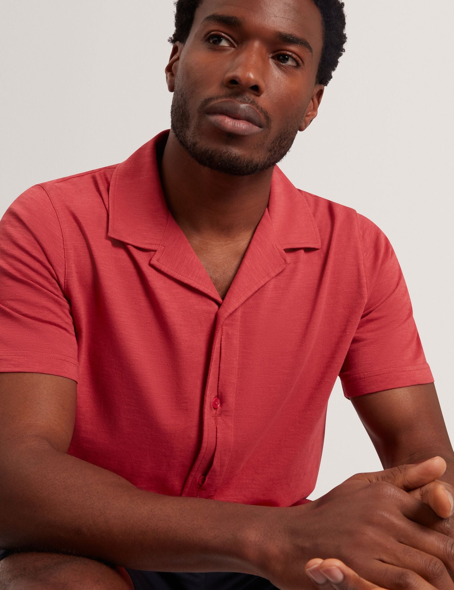 Ted Baker FENDRY Relaxed Cotton Linen Button-Through Shirt DEEP PINK