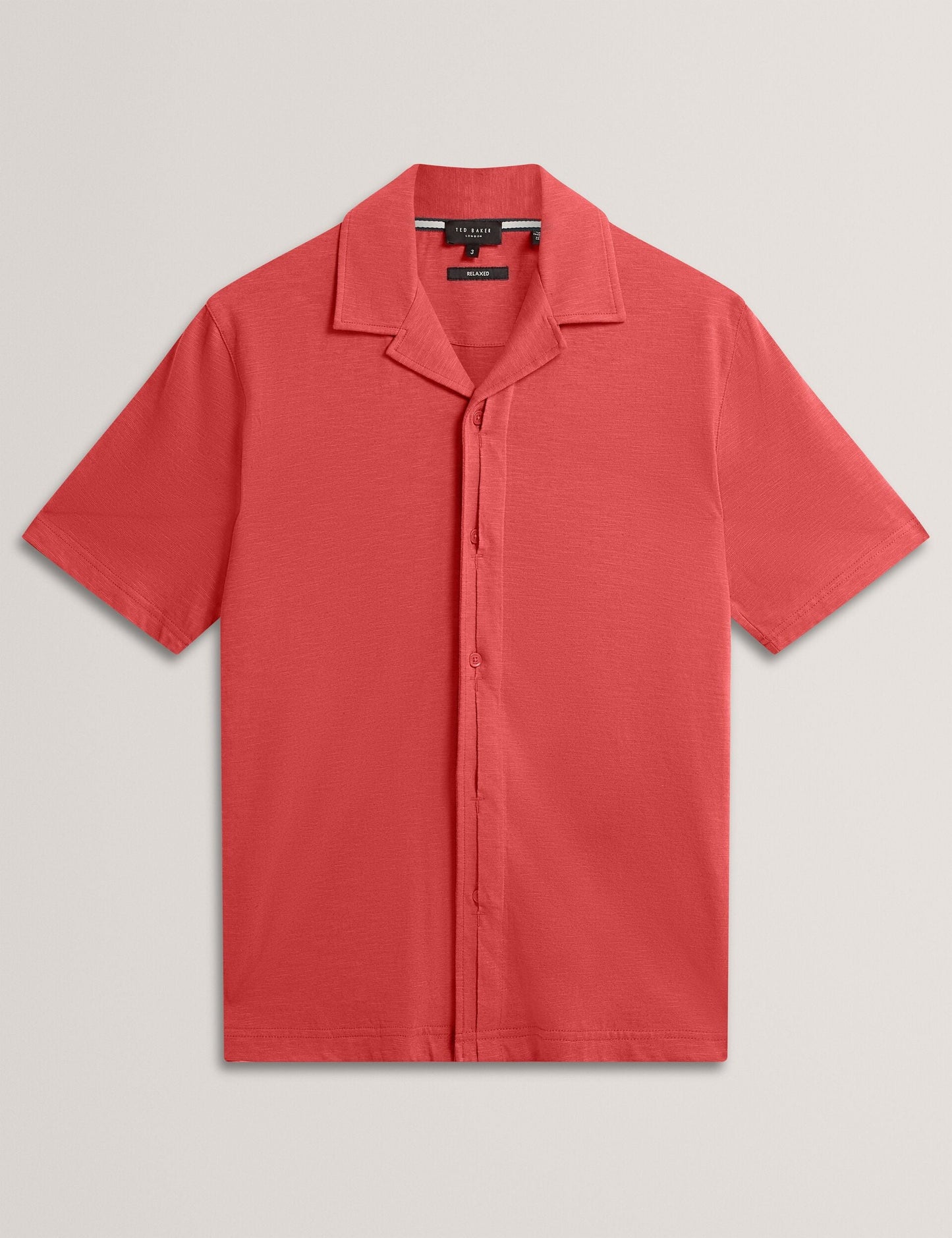 Ted Baker FENDRY Relaxed Cotton Linen Button-Through Shirt DEEP PINK