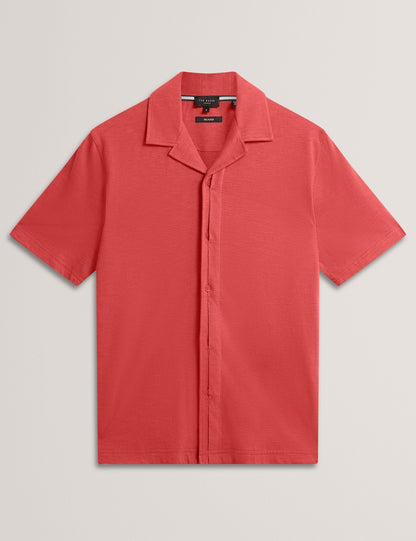 Ted Baker FENDRY Relaxed Cotton Linen Button-Through Shirt DEEP PINK