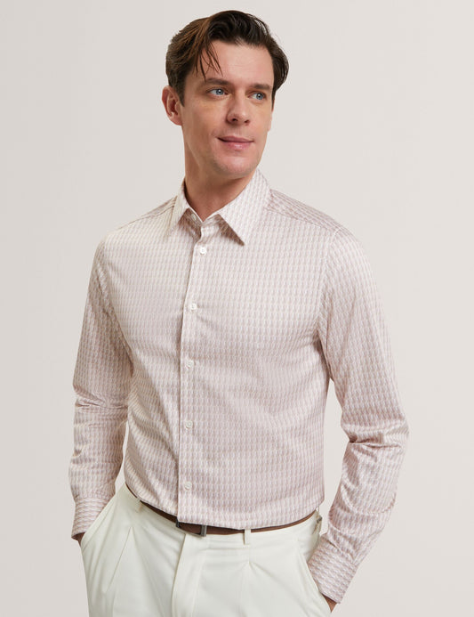Ted Baker FIRDAWI Slim Geo Striped Long Sleeve Shirt MID PINK