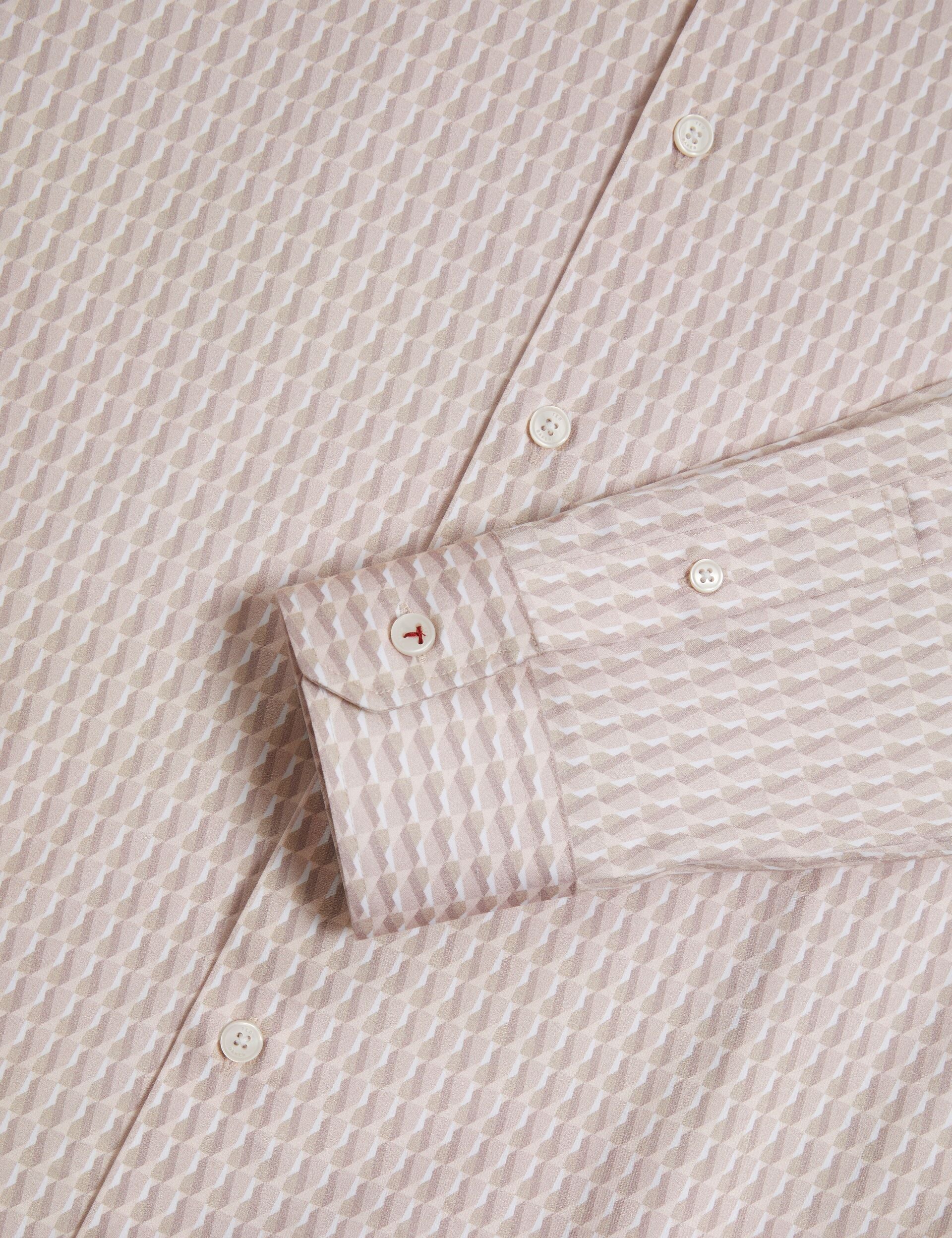 Ted Baker FIRDAWI Slim Geo Striped Long Sleeve Shirt MID PINK