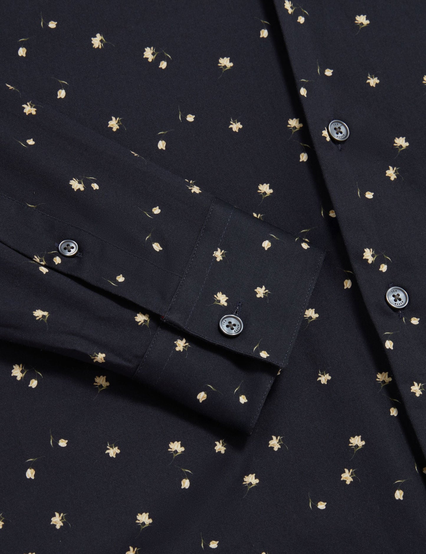Ted Baker ISKRAN Ditsy Blooms Slim Long Sleeve Shirt NAVY