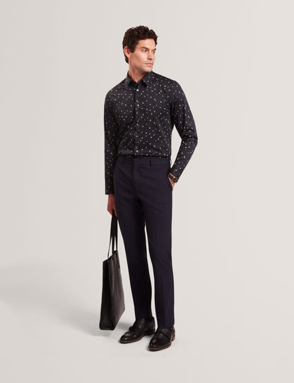Ted Baker ISKRAN Ditsy Blooms Slim Long Sleeve Shirt NAVY