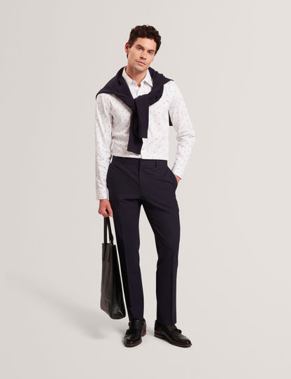 Ted Baker ISKRAN Ditsy Blooms Slim Long Sleeve Shirt WHITE