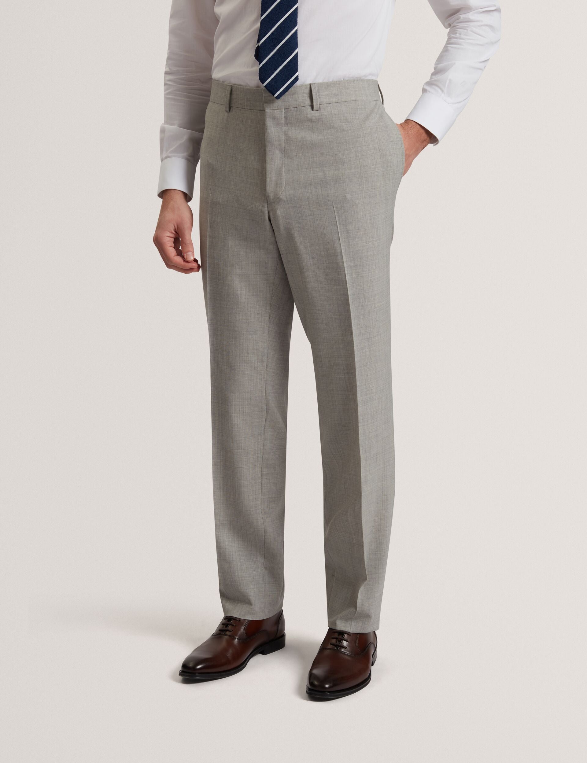 Ted Baker RALPHS - Tailored Fit Sharkskin Wool Suit Pants LIGHT GREY
