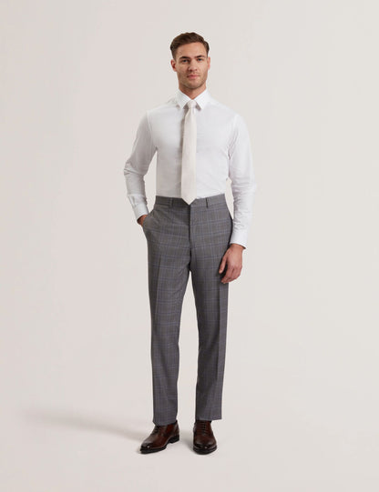 Ted Baker RONS - Windowpane Check Wool Suit Pants LIGHT GREY