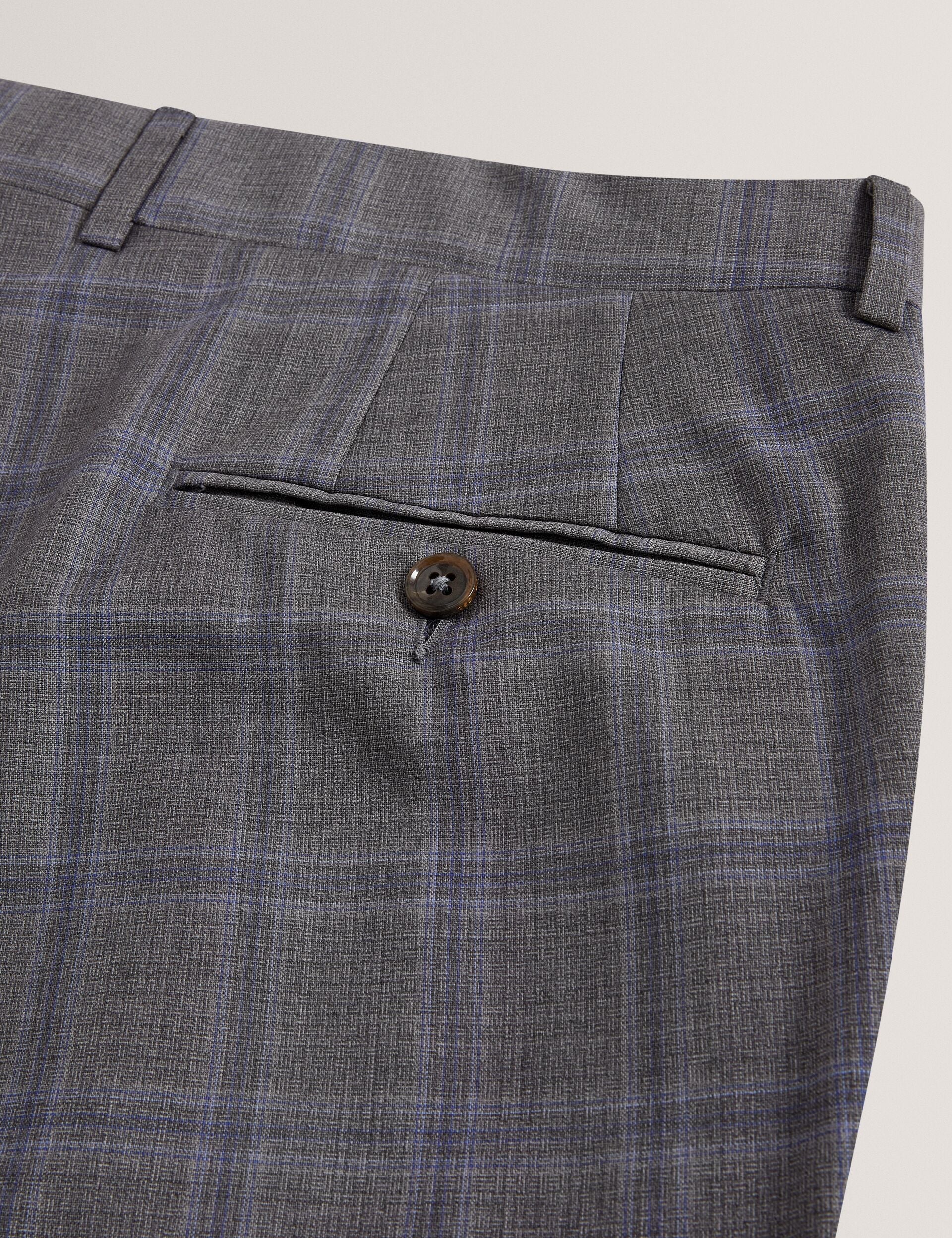 Ted Baker RONS - Windowpane Check Wool Suit Pants LIGHT GREY
